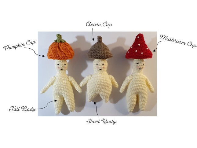 Crochet Pattern: The Forest Friends Mandrake Dolls, 6-in-1 Amigurumi Pattern