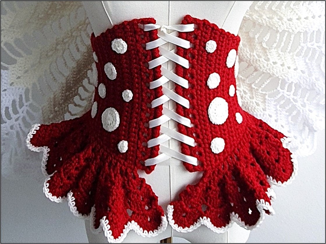 Crochet Pattern: The Amanita Set - Corset, Harness, Cape & Cuffs