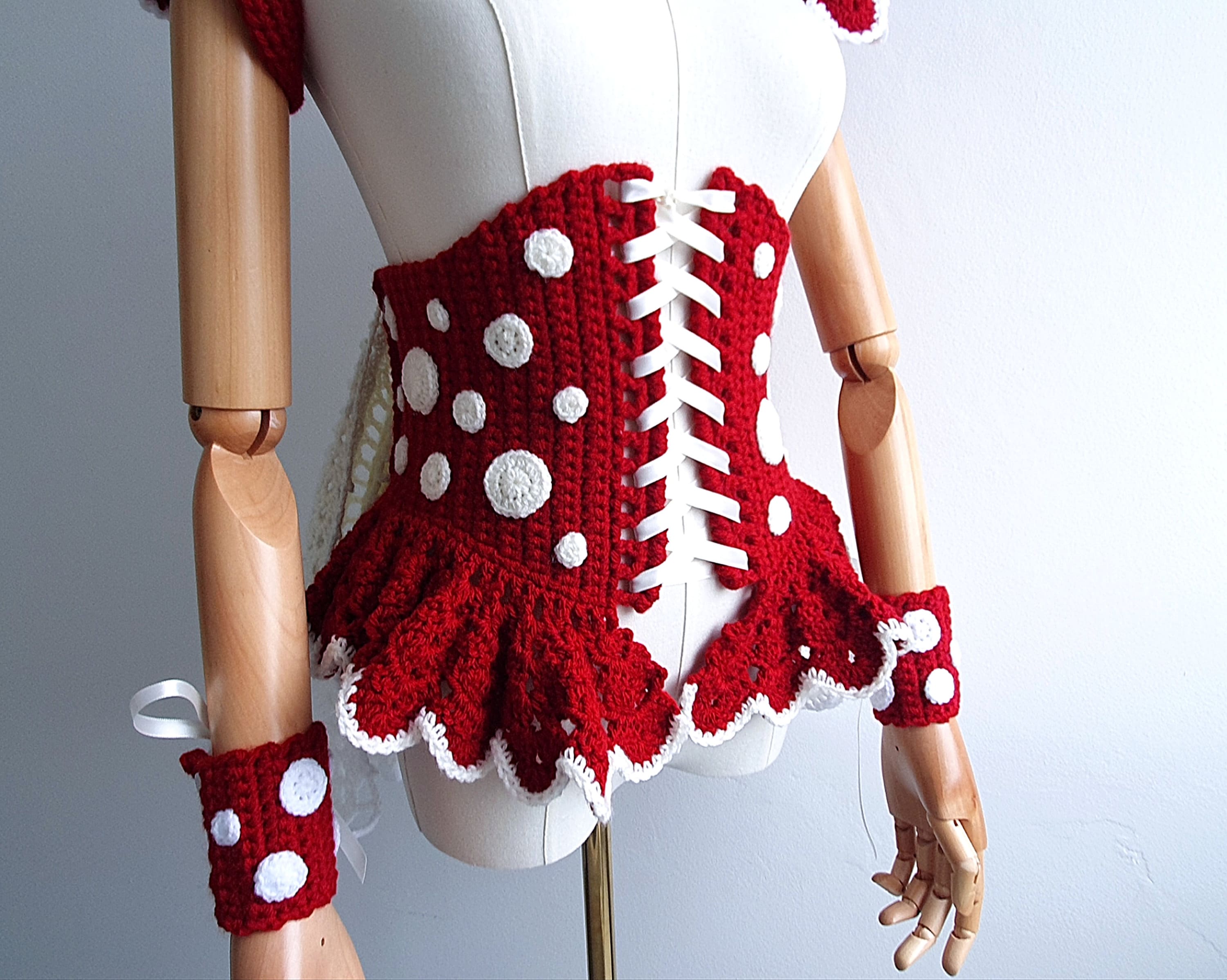 Crochet Pattern: The Amanita Set - Corset, Harness, Cape & Cuffs